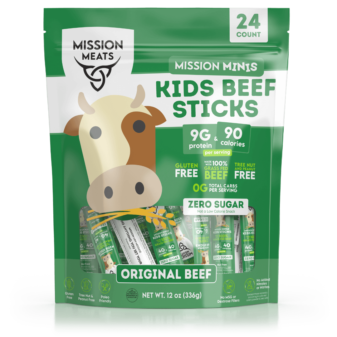 Kids Beef Sticks (100% Grass Fed & Pasture Raised Beef, Sugar & Allergen Free)