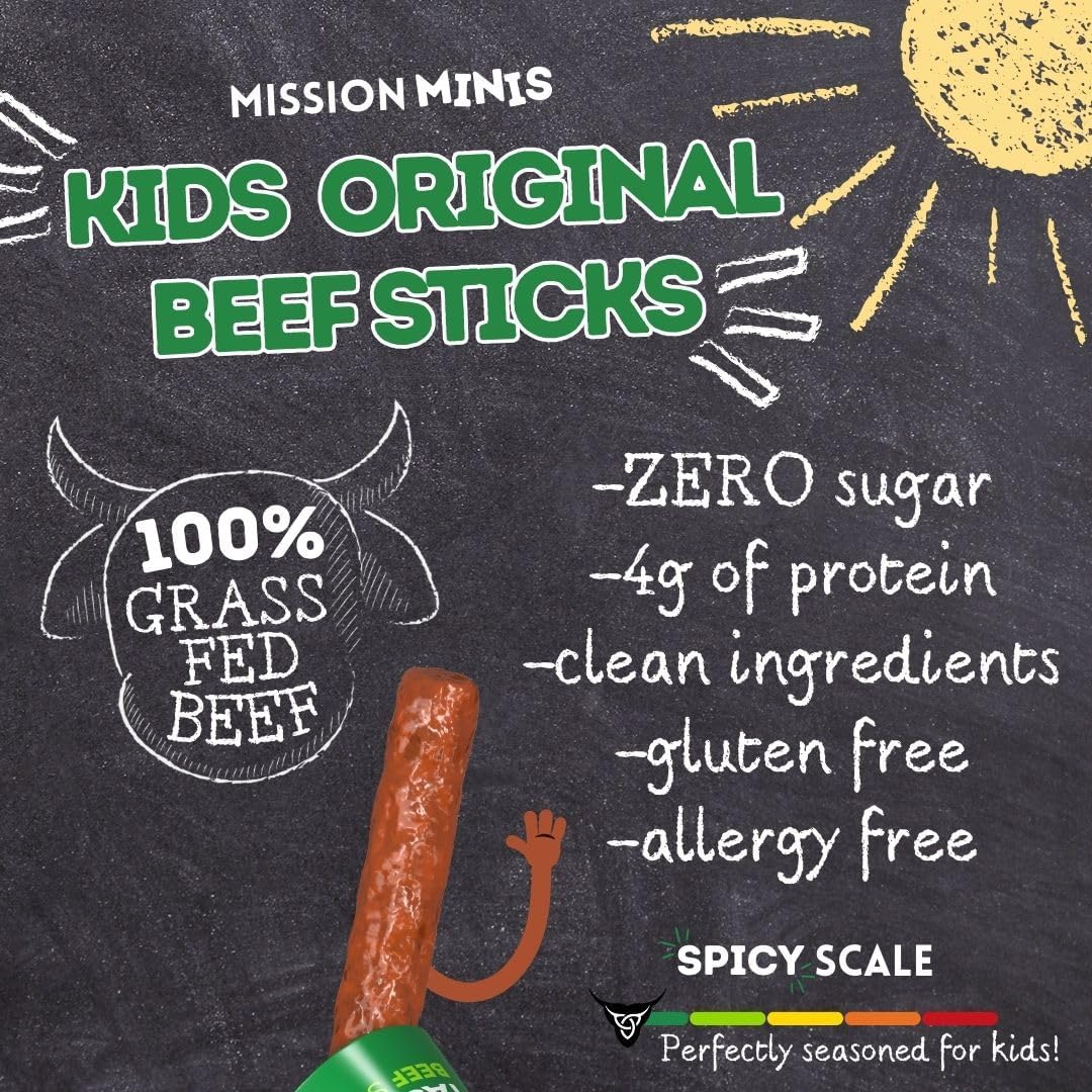 Kids Beef Sticks (100% Grass Fed & Pasture Raised Beef, Sugar & Allergen Free)