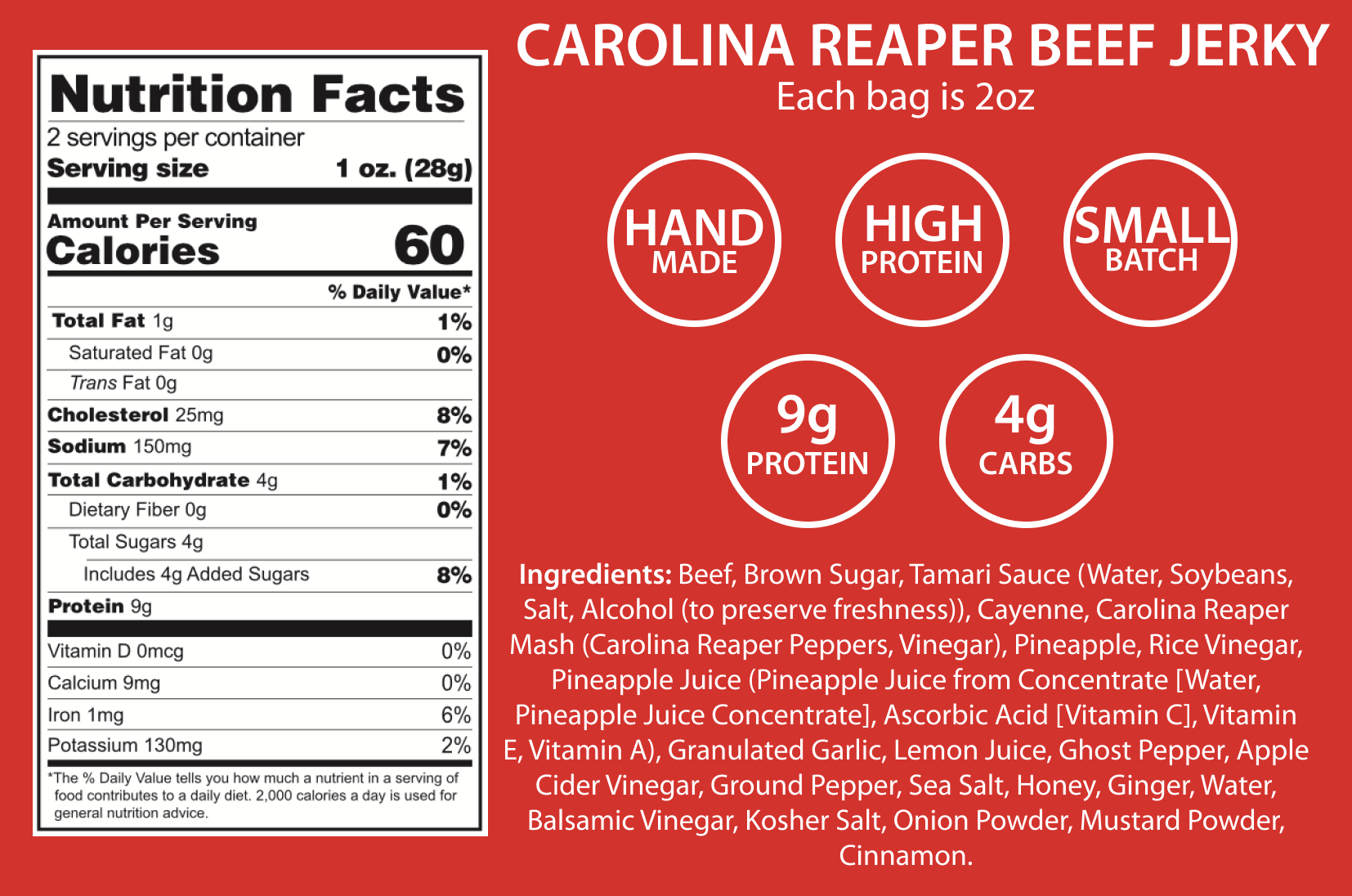Mission Meats Grass Fed Beef Jerky "Hottest Pepper in the World" Carolina Reaper Grass-Fed Beef Jerky HOT & SPICY Carolina Reaper Grass-Fed Beef Jerky | Mission Meats