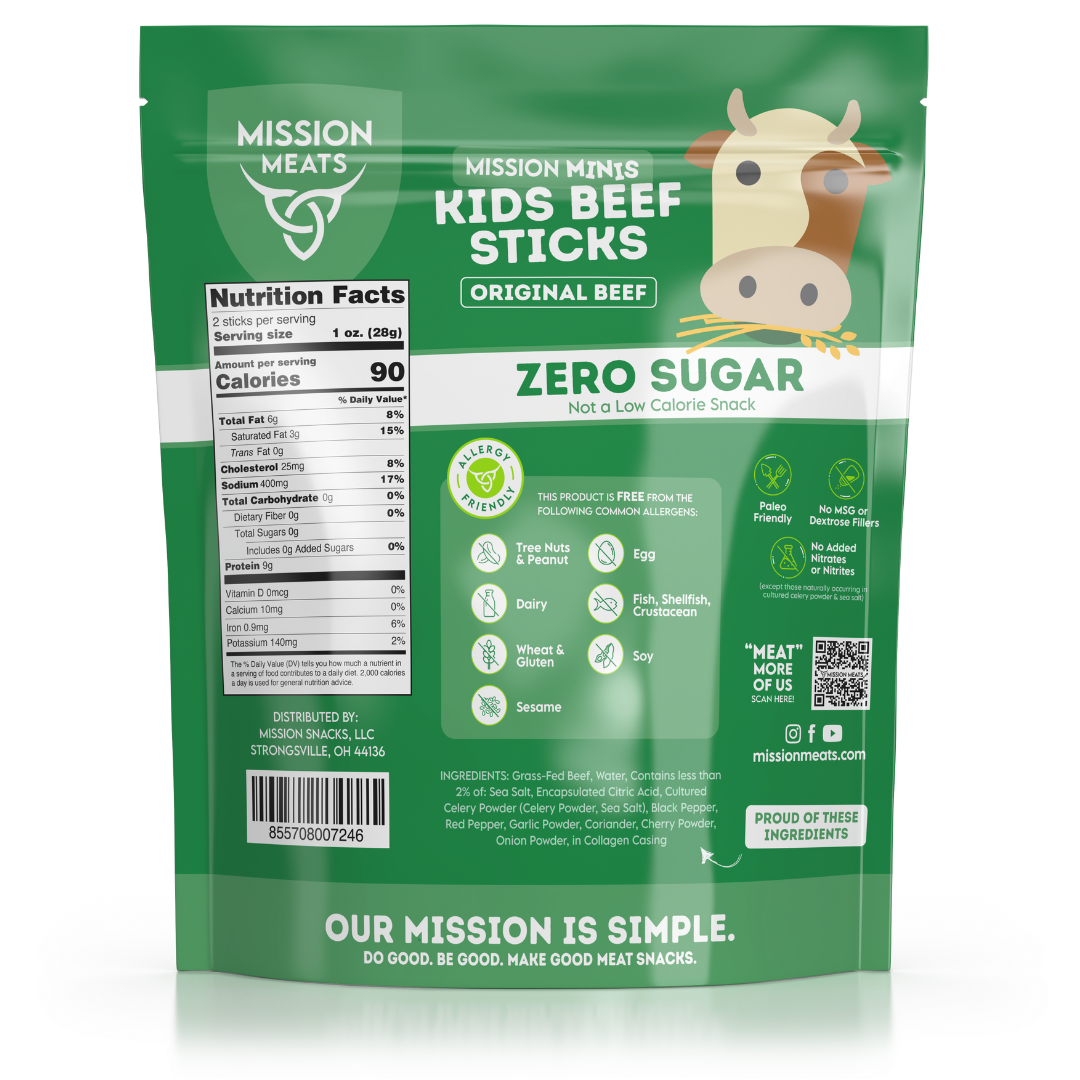 Kids Beef Sticks (100% Grass Fed & Pasture Raised Beef, Sugar & Allergen Free)