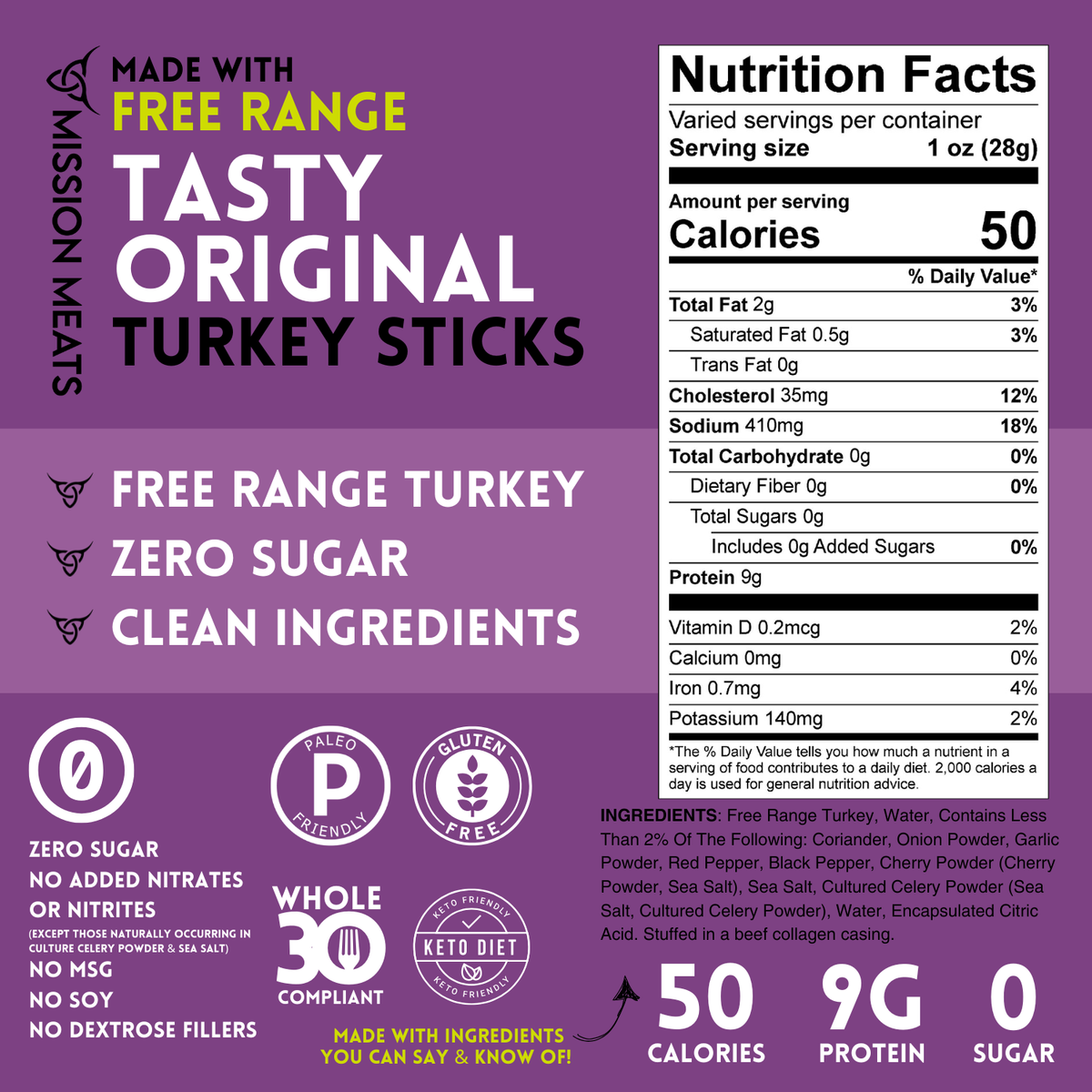 Free Range Turkey Sticks (Sugar Free, Allergen Free, Paleo Friendly)