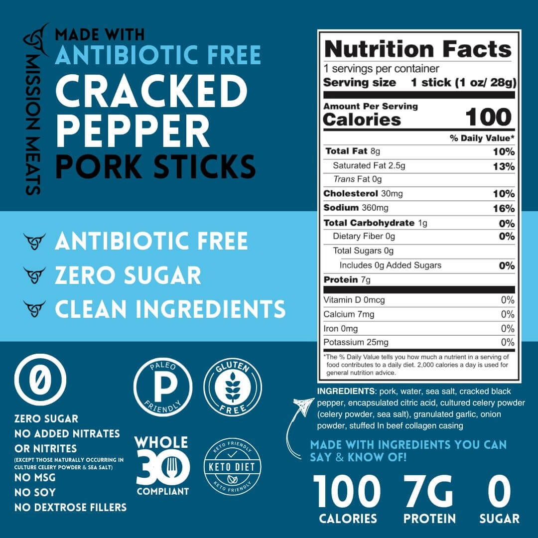 Cracked Pepper Pork Meat Sticks