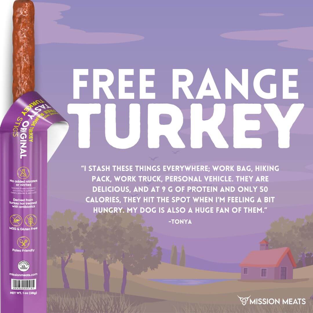 Wholesale - Free Range Turkey Sticks, Zero Sugar (Full Case, 144 Sticks)